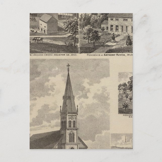 Cartão Postal Rua. Igreja de Peter, Caledonia, Minnesota (Frente)