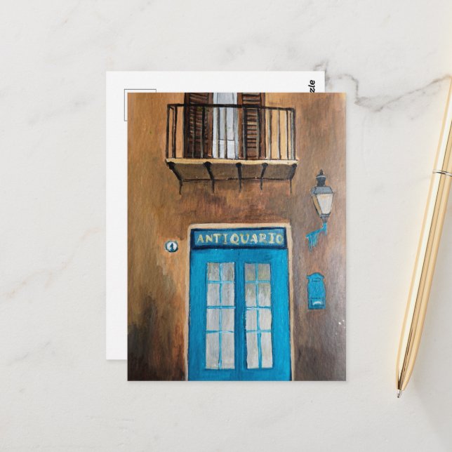 Cartão Postal Rua italiana | Sicília | VIAGEM | Porta (Frente/Verso In Situ)