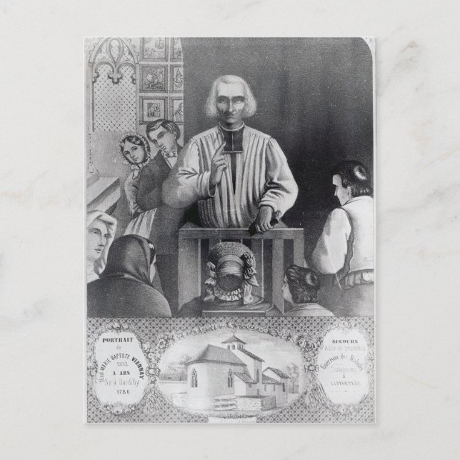 Cartão Postal Rua. Jean-Marie Vianney pregando, século XIX (Frente)