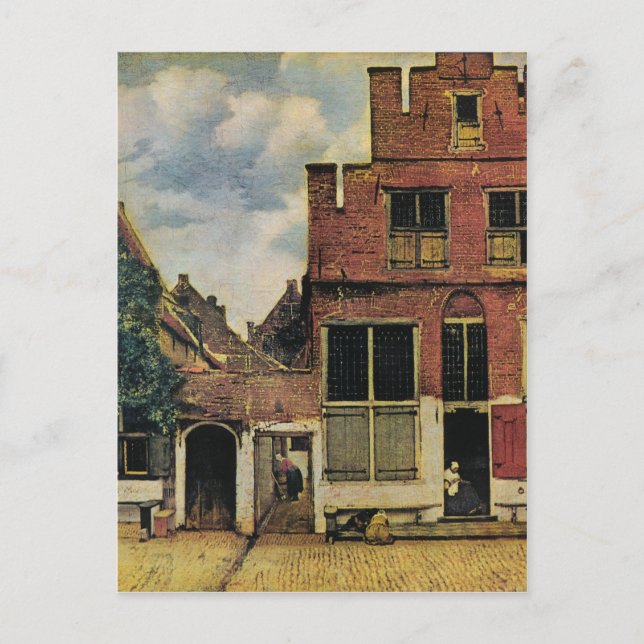 Cartão Postal Rua Johannes Vermeer, em Delft (cerca de 1660) (Frente)