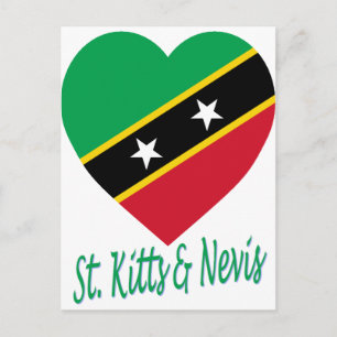 Cartão Postal Rua Kitts e Nevis Flag Heart
