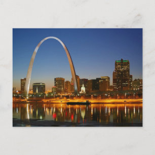 Cartão Postal Rua Louis Arch Missouri no Mississippi por Night