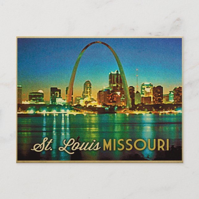 Cartão Postal Rua Louis Missouri Skyline (Frente)