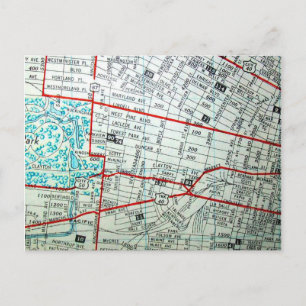 Cartão Postal Rua Louis, MO Vintage Map