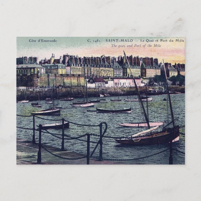 Cartão Postal Rua Malo France porto marítimo (Frente)