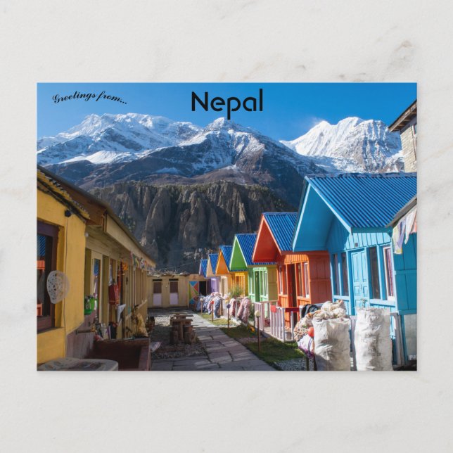 Cartão Postal Rua Manang Nepal (Frente)