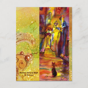 CARTÃO POSTAL RUA MEDIEVAL À NOITE EM FLORENÇA