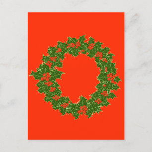 Cartão Postal Rua Natal Berries Vermelhos e Folhas Verdes