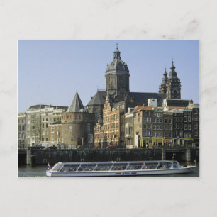 Cartão Postal Rua. Nicolaaskerk e a Torre das Lágrimas, Amester