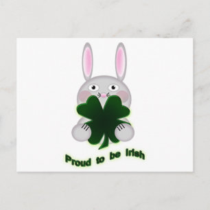 Cartão Postal Rua. Patricks Bunny Orgulha ser irlandês Shamrock
