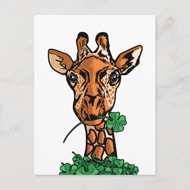 Cartão Postal Rua. Patricks Day Giraffe (Frente)
