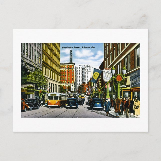 Cartão Postal Rua Peachtree, Atlanta, GA (Frente)