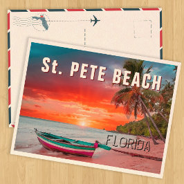 Cartão Postal Rua: Pete Beach Palm Tree Beach Vintage