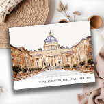Cartão Postal Rua Peters Basilica Roma Itália Watercolor Viagem<br><div class="desc">Se precisar de mais alguma personalização,  por favor,  sinta-se à vontade para me enviar um e-mail em yellowfebstudio@gmail.com. ou mensagem via Zazzle.</div>