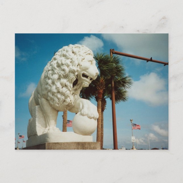 Cartão Postal Rua. Ponte Augstine Florida de Leões Postcard Art (Frente)