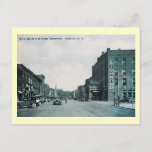 Cartão Postal Rua principal, Batavia, New York Vintage.