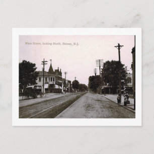 Cartão Postal Rua principal, Belmar, New Jersey Vintage.