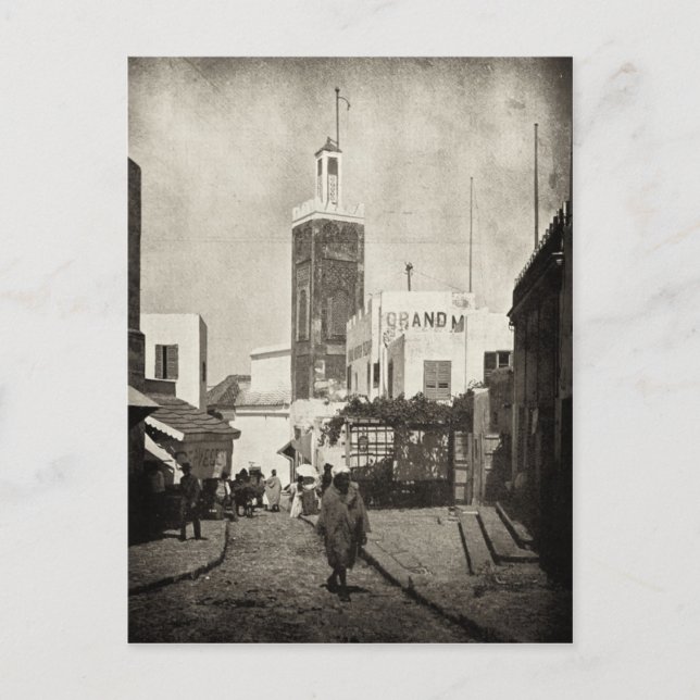 Cartão Postal Rua principal em Tangier, Marrocos, 1898 (Frente)