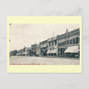 Cartão Postal Rua Principal, Ponto Coroa, Indiana Vintage