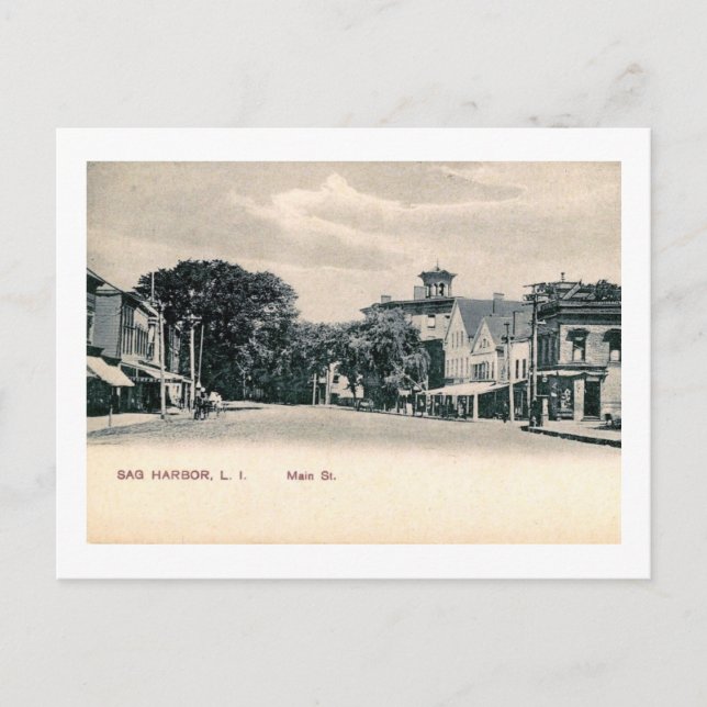 Cartão Postal Rua principal, porto de Sag, Ilha Longa, Nova Vint (Frente)