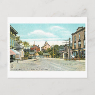 Cartão Postal Rua Principal Vintage, Northfield, Vermont