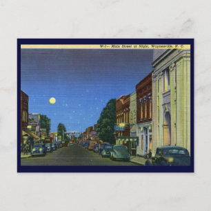 Cartão Postal Rua Principal, Waynesville NC Vintage