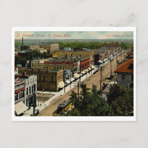 Cartão Postal Rua, Rua Germain, Rua, Nuvem, MN 1914 Vintage