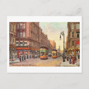 Cartão Postal Rua Sauchiehall vintage em Glasgow, Escócia,