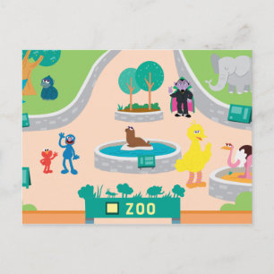 Cartão Postal Rua Sésamo   Cena de Zoo