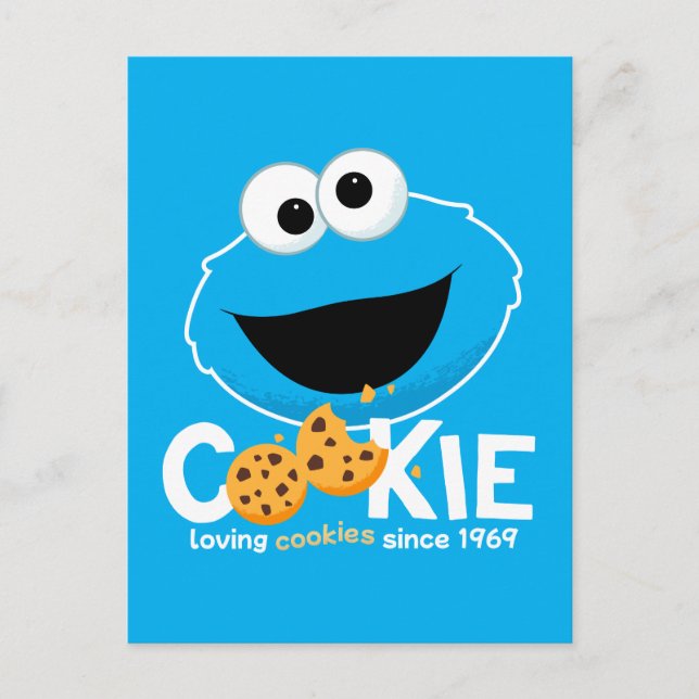 Cartão Postal Rua Sésamo | Cookie Monster Loving Cookies (Frente)