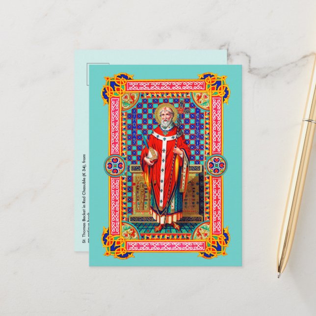 Cartão Postal Rua. Thomas Becket em Red Chasuble (K 34) (Frente/Verso In Situ)