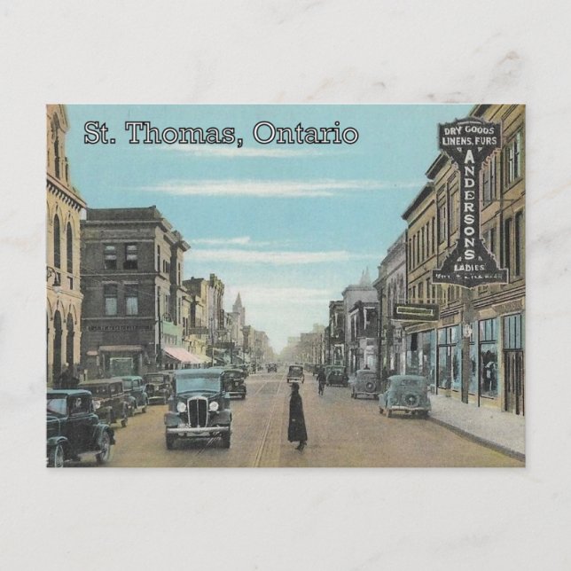 Cartão Postal Rua Thomas, Ontário - Talbot Street c. 1935 (Frente)