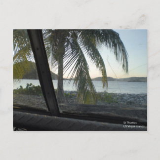Cartão Postal RUA USVI Thomas de um jipe batido