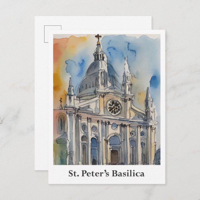Cartão Postal Rua, Vaticano de Aquarela de Peter, (Frente/Verso)