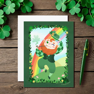 Cartão Postal Rua, Vazio de Leprechaun Cute no Dia de Patrick
