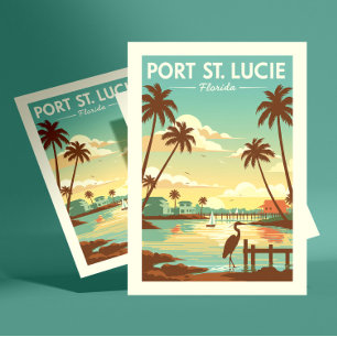 Cartão Postal Rua Vintage Port. Lucie Florida