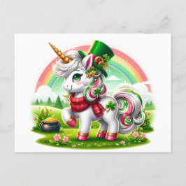 Cartão Postal Ruas Adoráveis. Patricks Day Unicorn