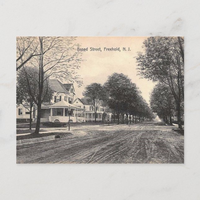 Cartão Postal Ruas Amplas, Freehold, Nova Jersey 1910 (Frente)