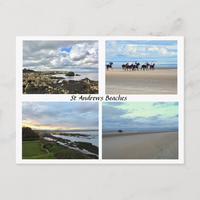 Cartão Postal Ruas Andrews Scotland Beaches, West Sands, Hores (Frente)