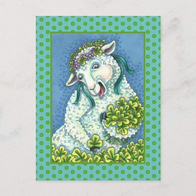 CARTÃO POSTAL RUAS. DIA DE PATRICK IRISH EWE, SHEEP & SHAMROCKS (Frente)