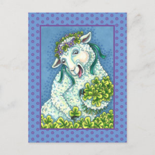 CARTÃO POSTAL RUAS. DIA DE PATRICK IRISH EWE, SHEEP & SHAMROCKS