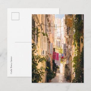 Cartão Postal Ruas estreitas da antiga cidade de Corfu