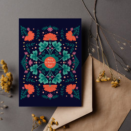 Cartão Postal Ruas felizes. Capas e flores do Dia de Patrick