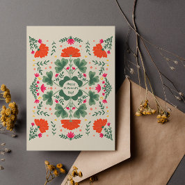 Cartão Postal Ruas felizes. Capas e flores do Dia de Patrick