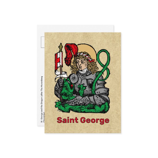 Cartão Postal Ruas. George e o Dragão (Nuremberga) (Frente/Verso In Situ)