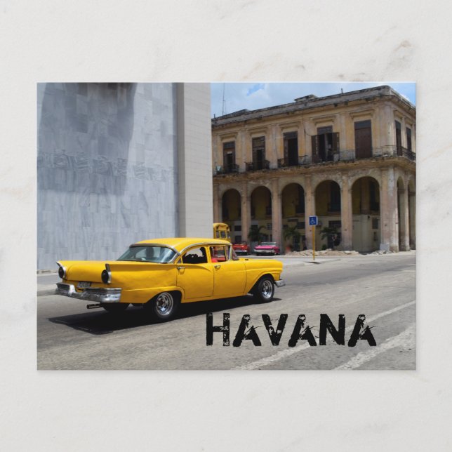 Cartão Postal Ruas Havana, Cuba, de cruzeiro amarelo (Frente)
