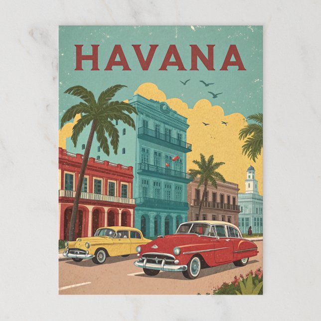 Cartão Postal Ruas Havana e Carros Clássicos (Criador carregado)
