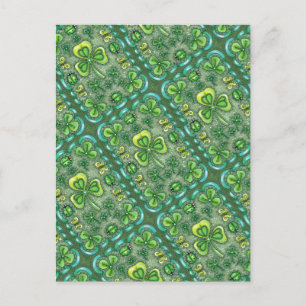 CARTÃO POSTAL RUAS. PATRICK'S DAY FOLK ART SHAMROCKS N' LADYBUGS