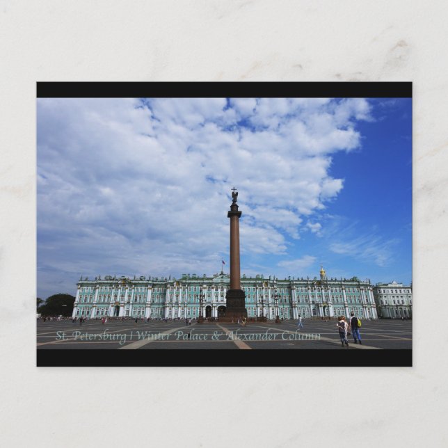 Cartão Postal Ruas: Petersburgo, Palácio de Inverno e Coluna Ale (Frente)