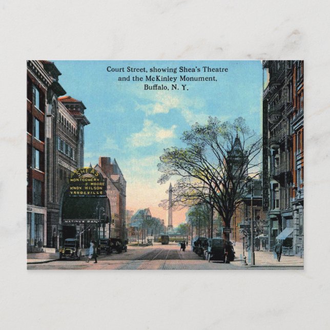 Cartão Postal Ruas, Teatro Shea, Buffalo, NY Vintage (Frente)